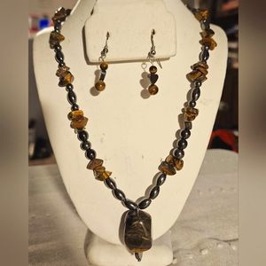 Tigers Eye necklace & earring set